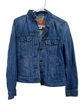 Levi's Medium Wash Double Breasted Oversized Denim Jean Jacket